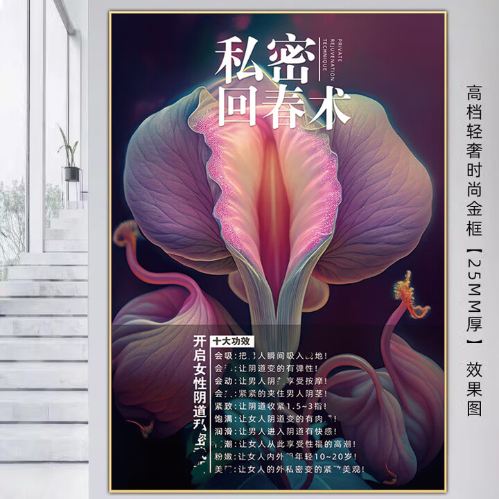 女性生殖挂画 女性私密九型图男女房间装饰画外阴广告生殖图片艺 花色 26、艺术挂画 60*80厘米 PP胶【撕开即粘 较薄】无框 独立【图片 ...