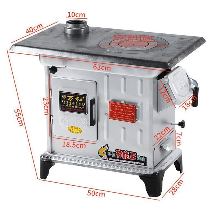 取暖炉气化炉节能无烟加厚耐烧冬季柴煤两用新款农村室内特厚火炉 大号黑白随机发新款取暖炉整套+【火钩 火夹 火铲】