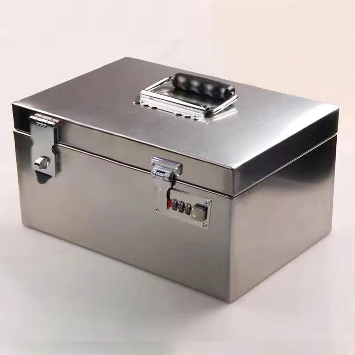 收银钱箱不锈钢收纳箱票据印章盒带锁工具箱密码箱证件箱存储钱箱 加厚款长18宽12高11 单挂锁+投币口【图片 价格 品牌 报价】-京东