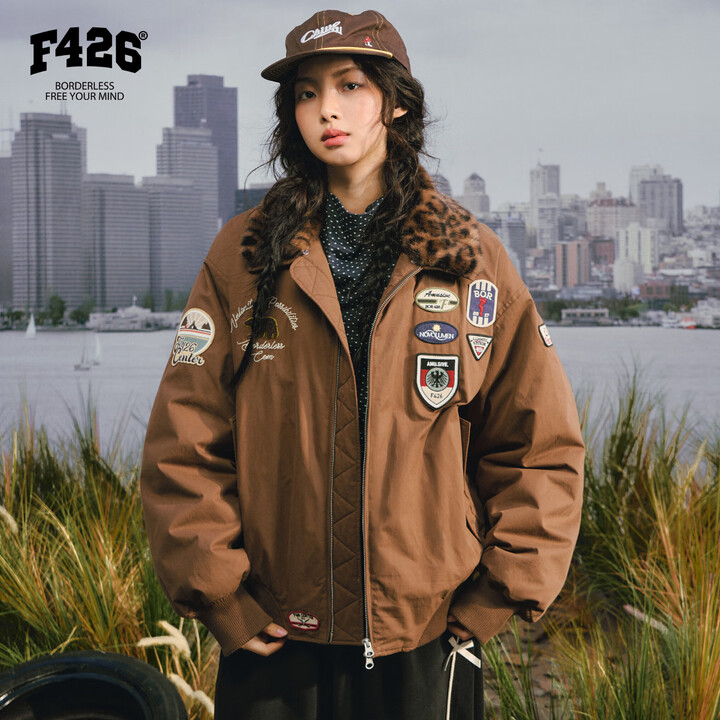F426【城市猎人】冬季新款复古刺绣小标毛领飞行羽绒服 咖色 赠可替换毛领 L【图片 价格 品牌 报价】-京东