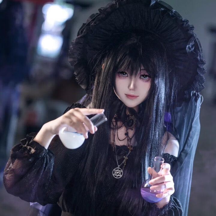 橙芯乐园刘佳仪cos服周边全套惊封2黑色连衣裙lolita小女巫cos卡通周边 刘佳仪长款c服+斗篷+项圈项链+假发 L【图片 价格 品牌 ...