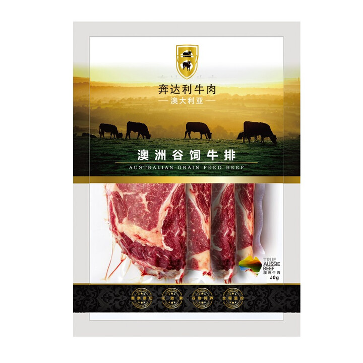 奔达利 澳洲进口精选谷饲西冷牛排 800g（4片）家庭分享装...