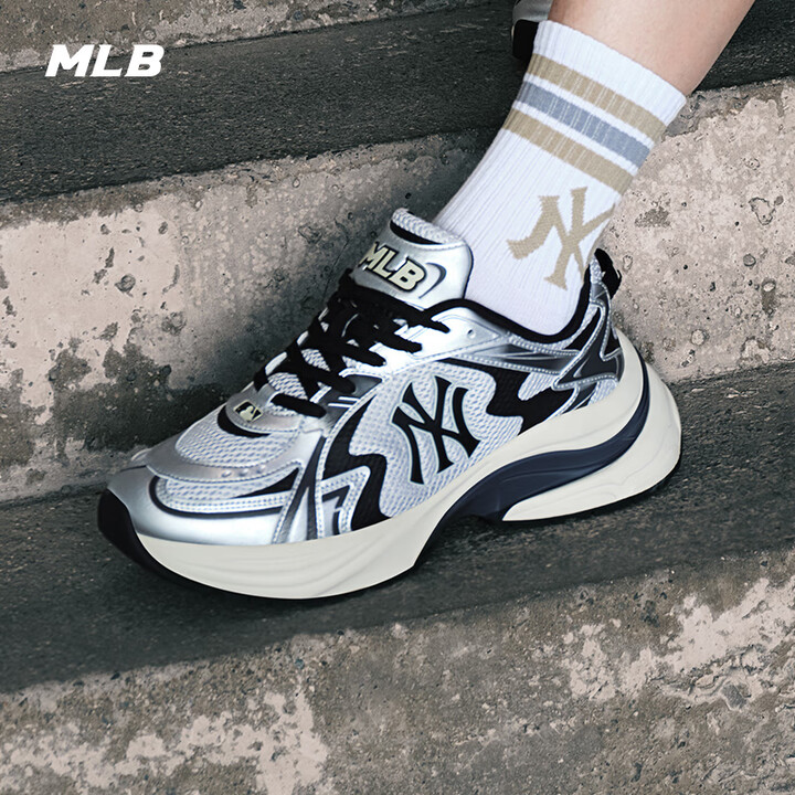 MLB官方 张凌赫同款男女跑鞋网面复古流浪鞋老爹鞋秋冬新款RNSPL 纽约洋基队/银色 43 (正码)【图片 价格 品牌 报价】-京东
