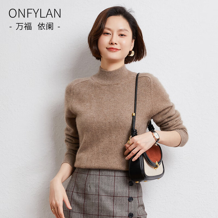 【万福依蘭YL25DSD-912】万福依蘭 羊绒衫女高领加厚2025冬羊毛衫山羊绒宽松毛衣打底衫 原绒色 XL【行情 报价 价格 评测】-京东