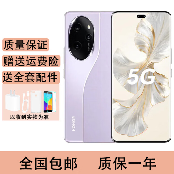 荣耀（HONOR）100 Pro  第二代骁龙8+旗舰芯片绿洲护眼屏快充 5G手机 莫奈紫 16GB+256GB 单机+第三方品牌充电器+店保1年