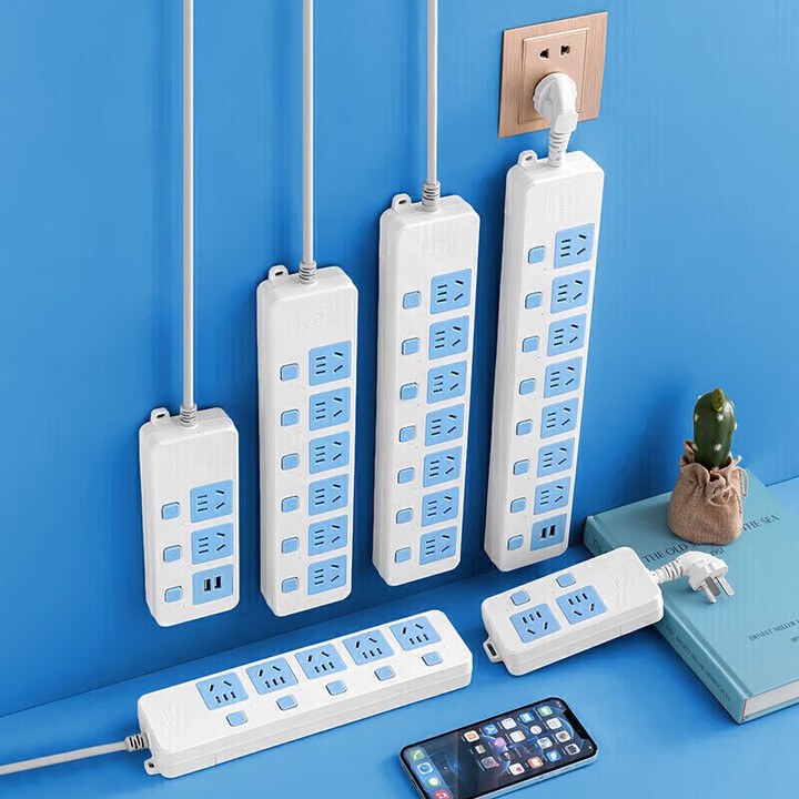 德力西(DELIXI)分控多孔插排usb插座面板带线电插板插线板家用 V2 蓝色 二位独立 开关 0.8米【图片 价格 品牌 报价】-京东