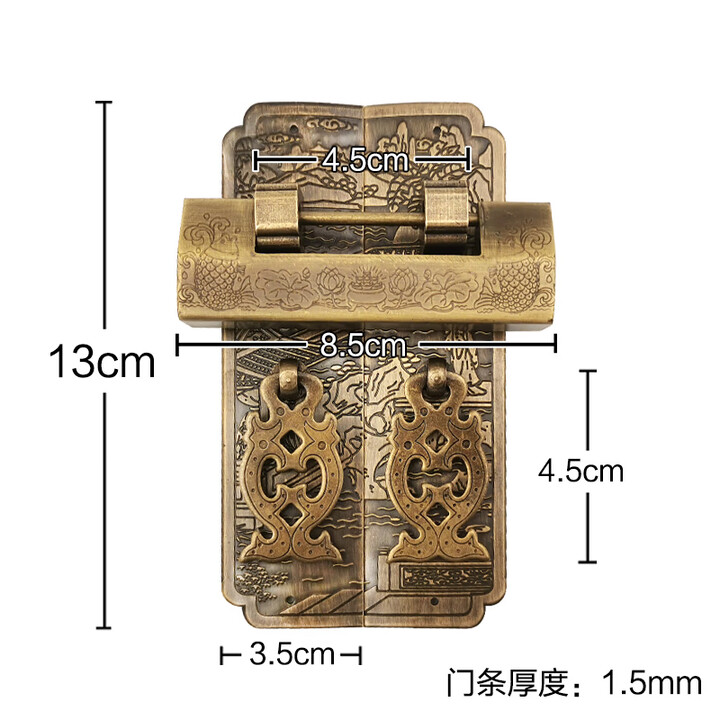 LISM铜锁小钥匙锁迷你柜门锁中式彷古锁具覆古代挂锁古典锁老式带钥匙 门条山水1古铜色【图片 价格 品牌 报价】-京东