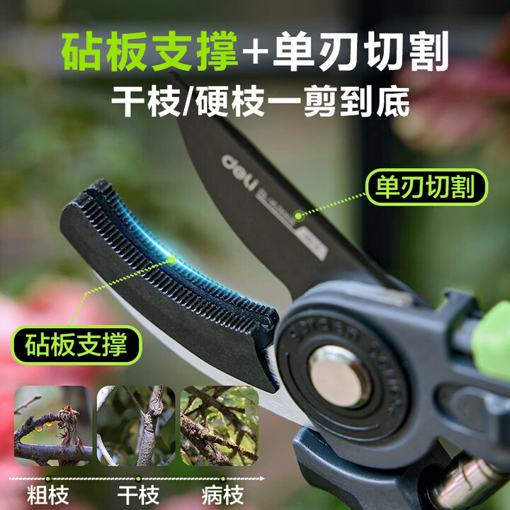 【得力树枝剪】得力 修枝剪刀树枝剪 防滑砧板果树剪花枝剪盆栽花卉园林园艺修枝神器【行情 报价 价格 评测】-京东