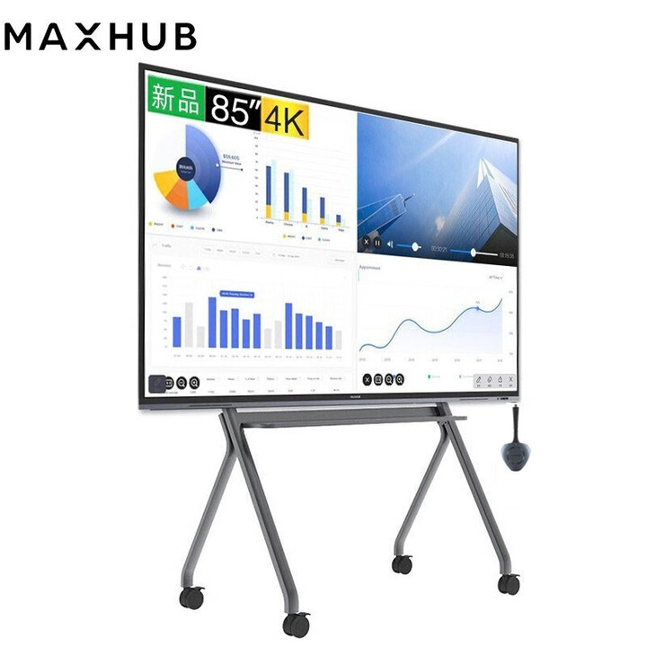MAXHUB 85英寸超高清大屏 会议屏W85PN3智能数字电子标牌广告机 液晶显示器会议商用屏幕 企业智慧屏85英寸+传屏器+移动脚架ST33