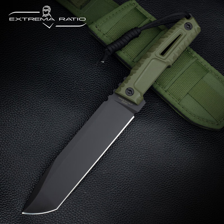 EXTREMA RATIO意大利进口极端武力TUSCAN户外N690高硬度不锈钢战术装备生存直刀 0106.BLK-GRN 黑色涂层