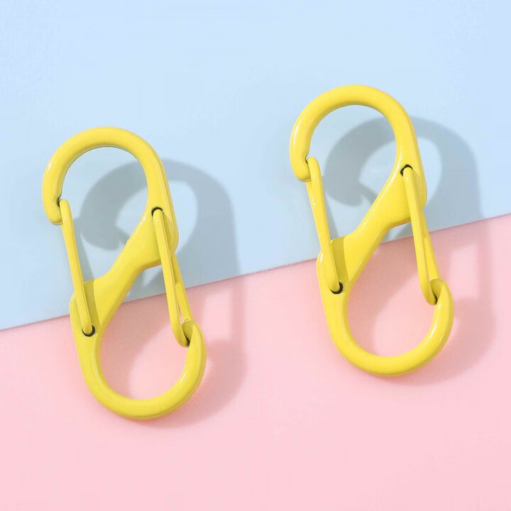 柏潮双向卡扣双头防盗s扣弹簧扣锌合金户外8字扣包包快挂钩箱包钥匙扣 【黄色】防盗S卡扣*4个装