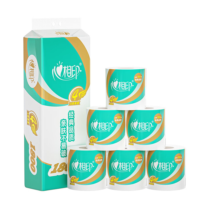 心相印有芯卷纸【肖战推荐】心柔4层180g*10卷卫生纸巾 ...