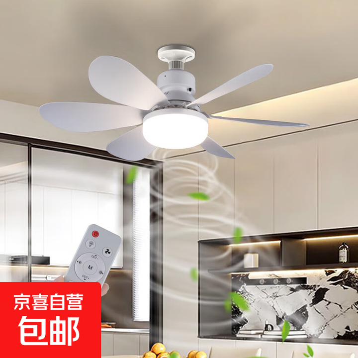 新款led吊扇灯E27螺口家用大风力可拆卸扇叶静音花型六叶风扇灯 风扇直径42cm【图片 价格 品牌 报价】-京东
