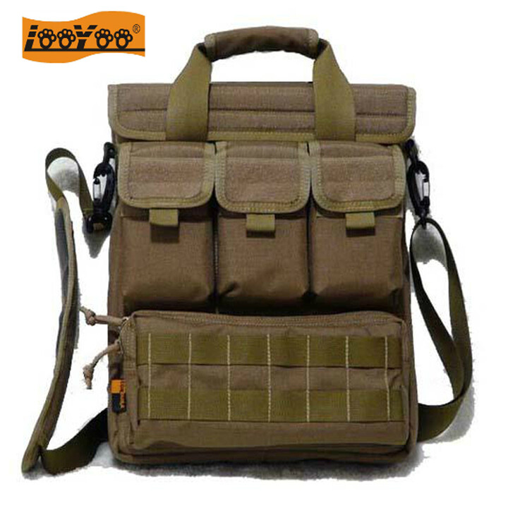 路游（LooYoo） A44手提单肩竖款军迷高强尼龙面料笔记本背挎包装14、15.6吋电脑 卡其色14吋