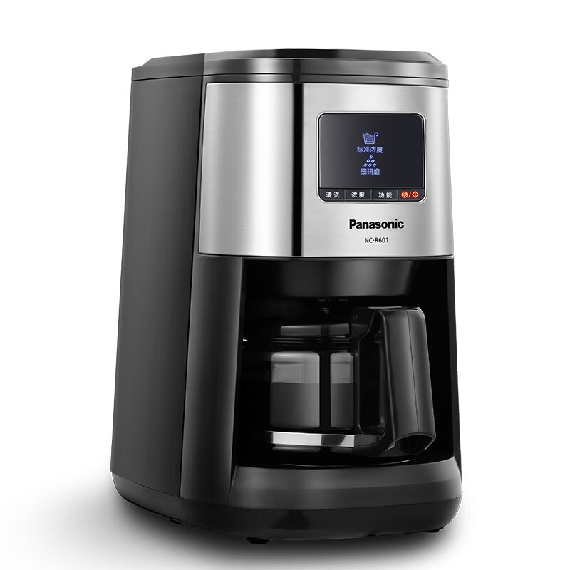 松下（Panasonic）咖啡机 磨豆机磨粉机家用迷你咖啡壶 现磨美式豆粉一体自动清洗防滴漏阶梯水位线 NC-R601KSQ轻奢