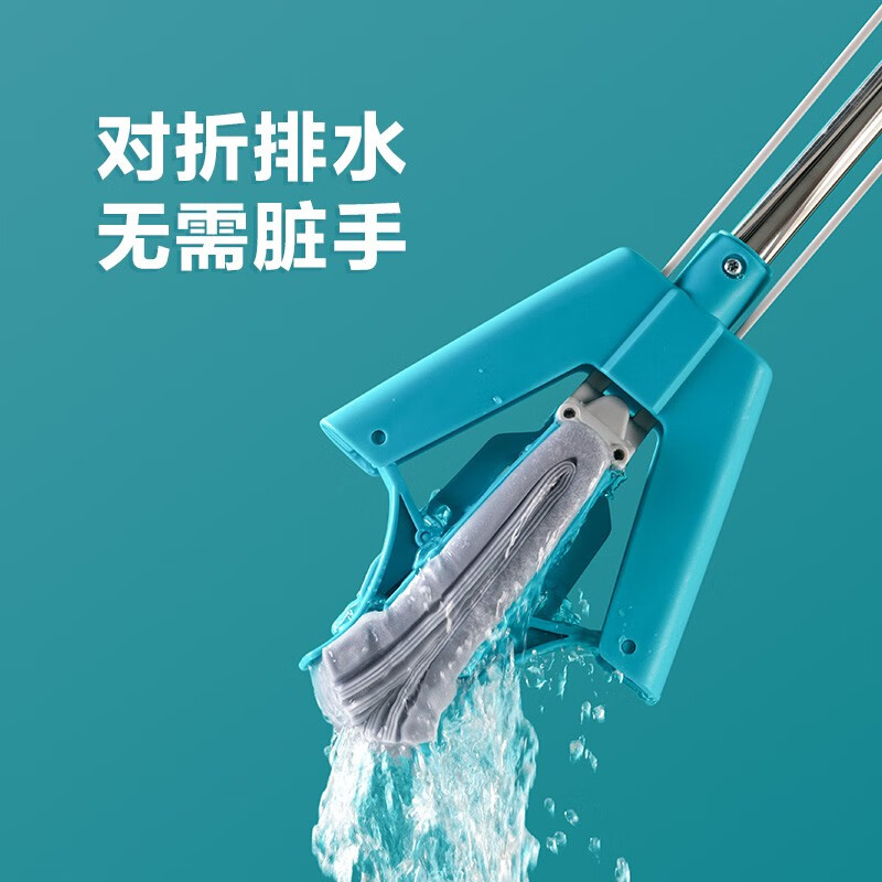 茶花海绵拖把2023新款头对折挤水免手洗拖地胶棉吸水地拖布 【洁境蓝】洁境双效对折胶棉拖