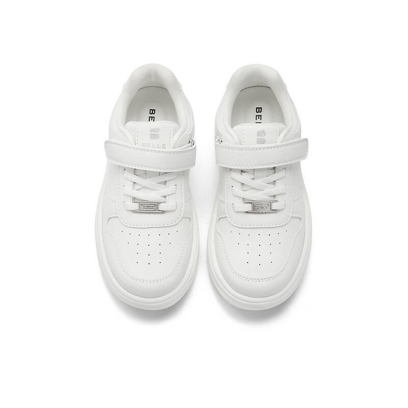 百丽童鞋魔术贴小白鞋2023秋季新商场同款舒适简约板鞋A3102C83 白色 31