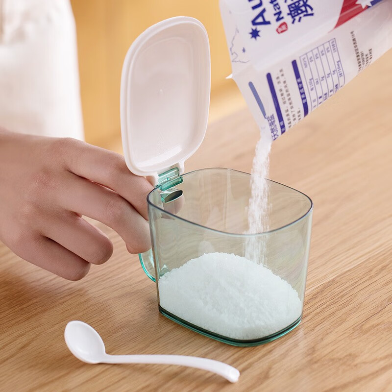 茶花（CHAHUA） 欧式盐罐极简塑料调味罐套装调味盒调料盒鸡精盒 四组装带小勺（随机颜色）