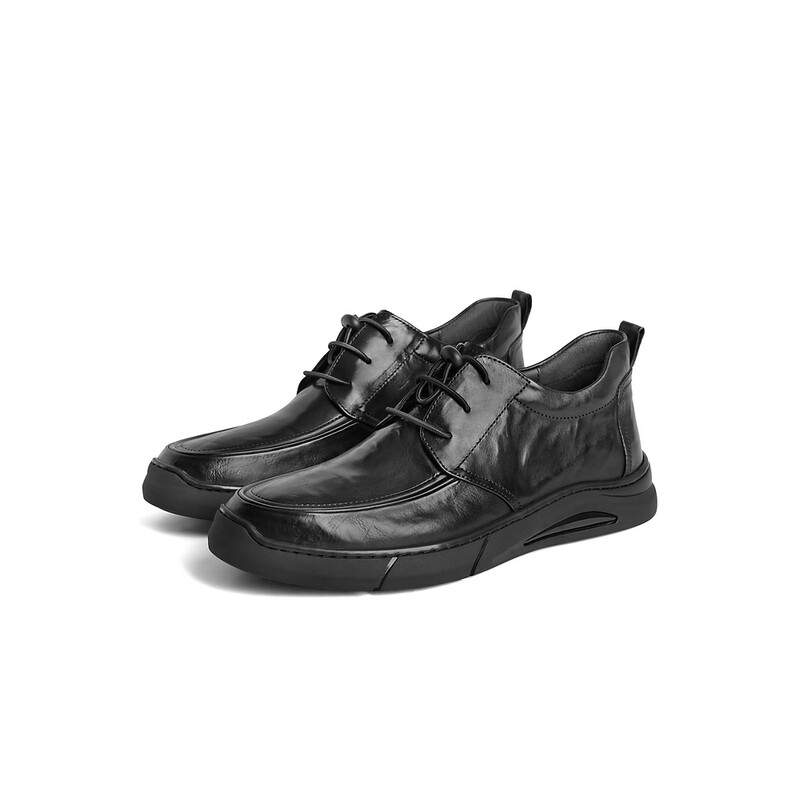 百丽时尚休闲靴男2023冬季新款商场同款牛皮革低靴商务皮鞋8CG01DD3 黑色 38