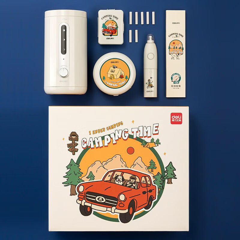 得力（deli）学生文具礼盒文具套装削笔机套装文具开学大礼包儿童节日礼物 居家学习用品 开学礼物 【皓玉白】电动文具套装 VG606