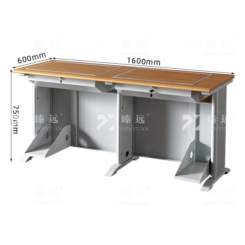 臻远ZY4012426隐藏式翻转电脑桌培训桌办公桌C款双人位