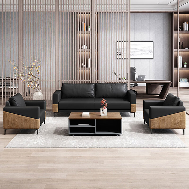 臻远ZYJJ-80227 简约办公沙发洽谈接待沙发休闲沙发组合 西皮三人位