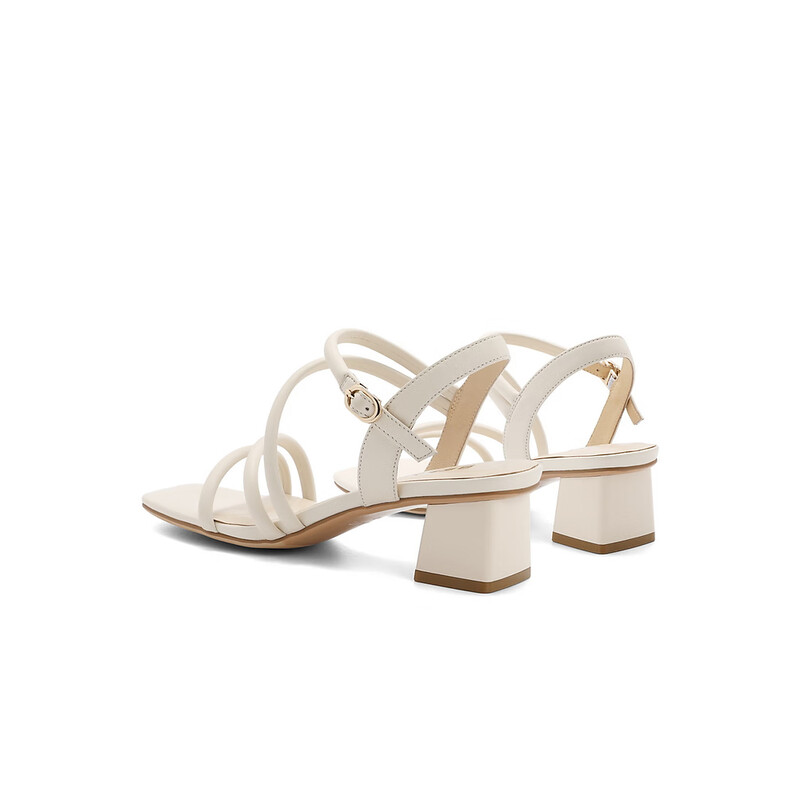 百丽清新一字带凉鞋女2023夏季新商场同款通勤气质凉鞋Z8W1DBL3 米白 37