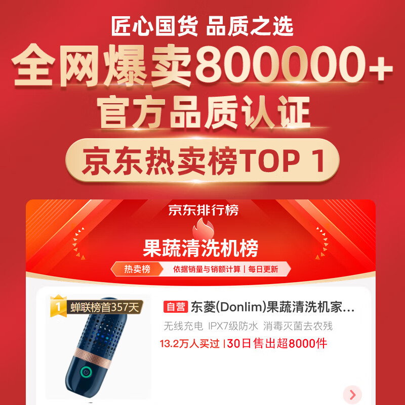 东菱(Donlim)胶囊果蔬清洗机家用洗菜机蔬菜水果食材净化机器去农残清洗机消毒神器 无线便携 DL-001