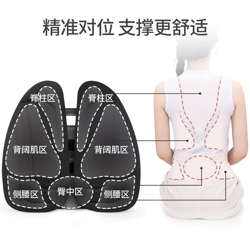 佳奥人体工学靠垫办公室护腰靠背垫护腰椅子腰托靠垫久坐腰垫座椅腰靠 升级款粉-四向调节