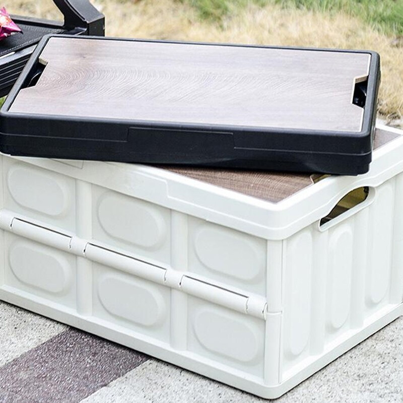清系户外露营收纳箱折叠箱家用车载用后备箱置物箱大号容量整理储物盒 白色大号【55L】
