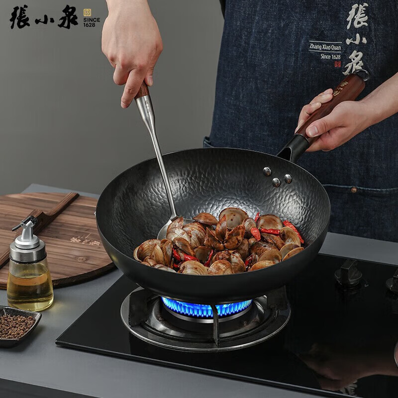 张小泉匠艺老铁锅圆底老铁锅传统家用C30240100不挑炉灶 32cm