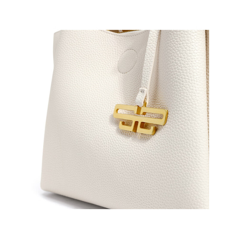 百丽2023秋季新款简约通勤单肩斜挎手提小托特包X9144CX3预售 米色 F