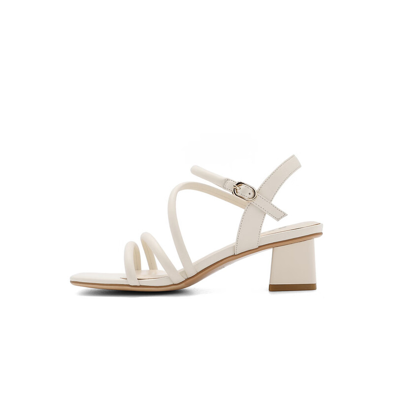 百丽清新一字带凉鞋女2023夏季新商场同款通勤气质凉鞋Z8W1DBL3 米白 37