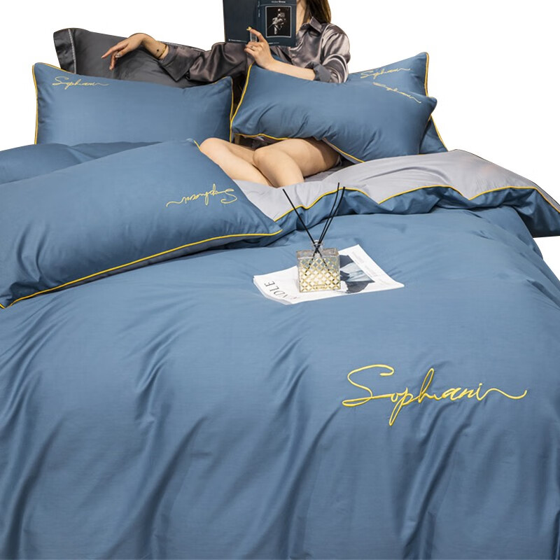 Tri-polar北欧风床上用品床品套件 TP2750 宝石蓝 1.5m床床笠款四件套