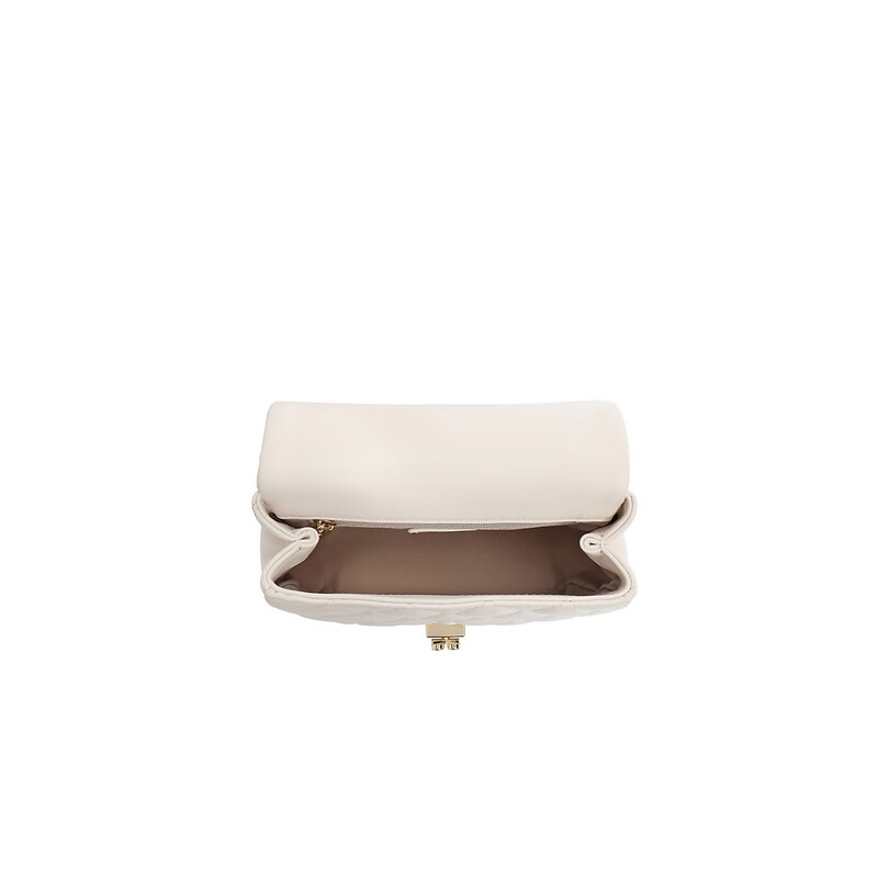 百丽2023秋新商场同款羊皮百搭斜挎菱格小方包X6781CX3 米色 F