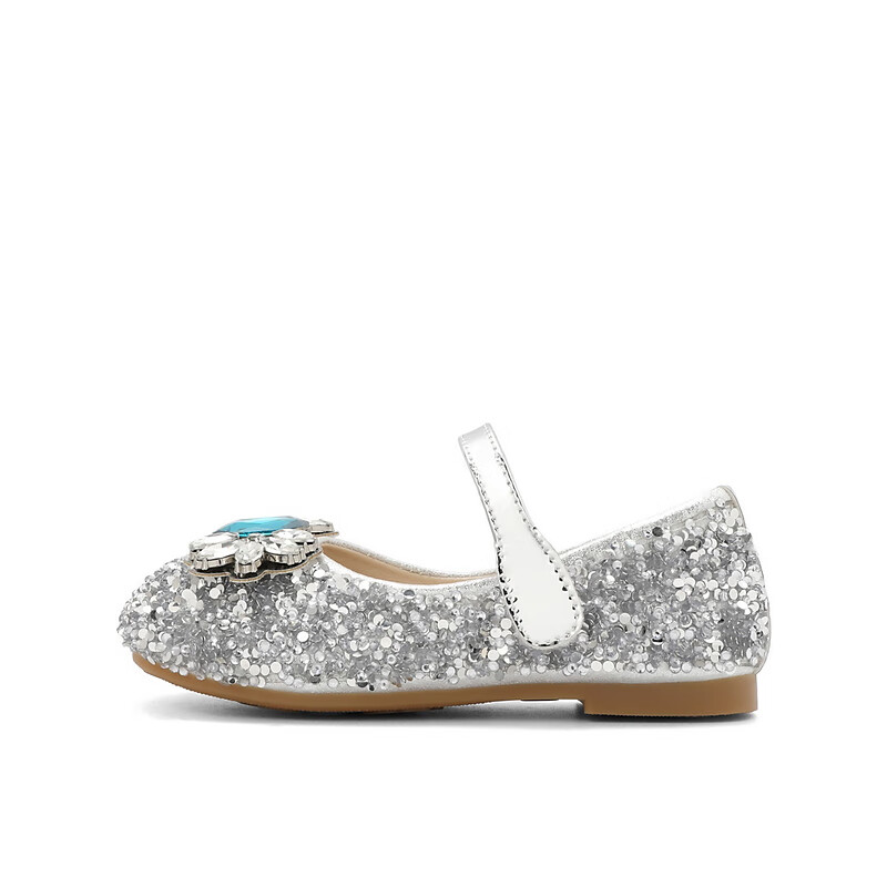 百丽亮片单鞋童鞋2023春季新商场同款公主风浅口鞋36120A83 银色 27