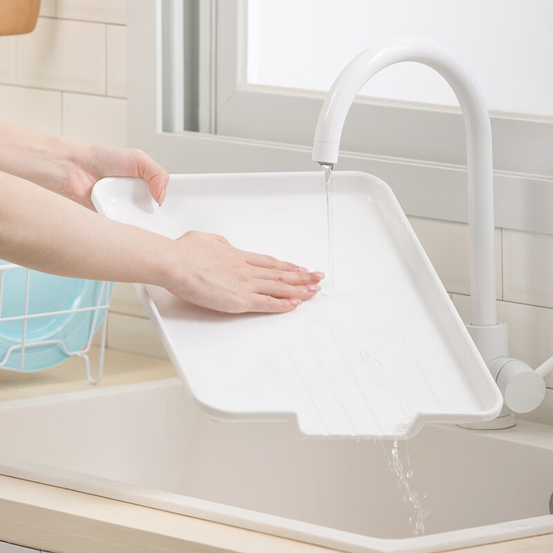 茶花（CHAHUA） 茶花欧式带盖碗碟架放碗架收纳盒沥水架装碗筷收纳箱碗柜置物 【白色】碗碟金属沥水架40*30.5*15cm