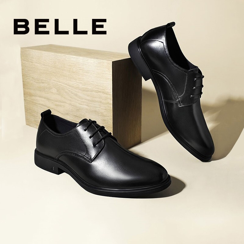 百丽正装鞋男商场同款商务婚鞋皮鞋6VD01AM0 黑色 42