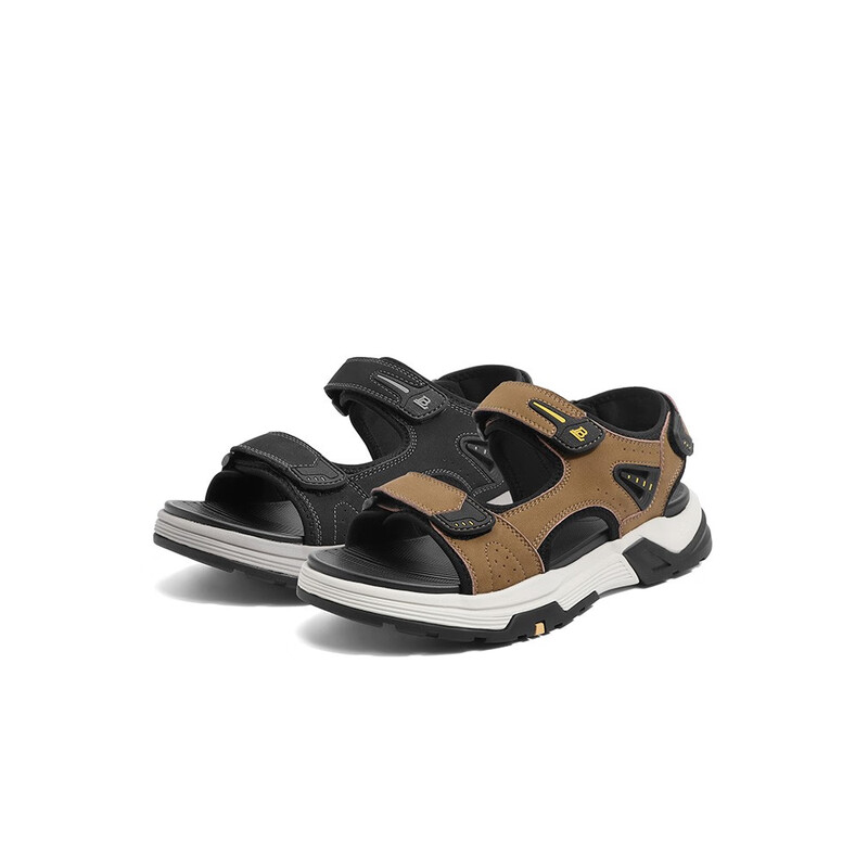 百丽潮搭休闲凉鞋男2023夏季新款魔术贴户外度假沙滩凉鞋A1146BL3 黑色 40