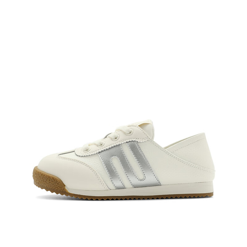 百丽童鞋复古运动徳训鞋2023秋季新商场同款轻便透气板鞋93600C83 白灰 28