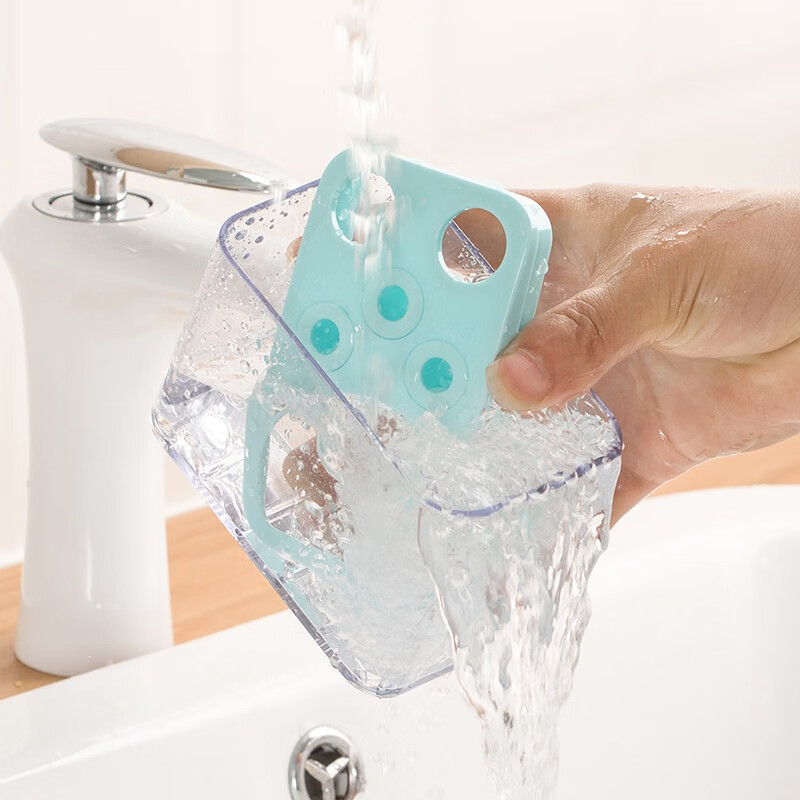 茶花牙刷置物架牙具牙膏家用卫生间收纳架情侣款双人牙刷架摆台式 时尚多用牙刷架