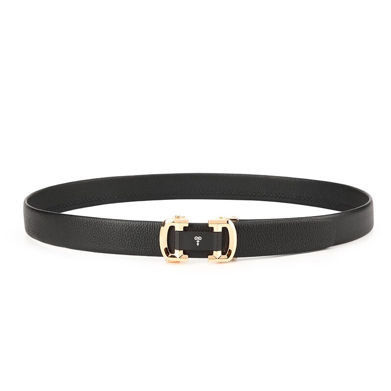 恒源祥（HYX）男士皮带年轻人商务牛皮自动扣青年潮流裤腰带男送男友生日礼物 黑色