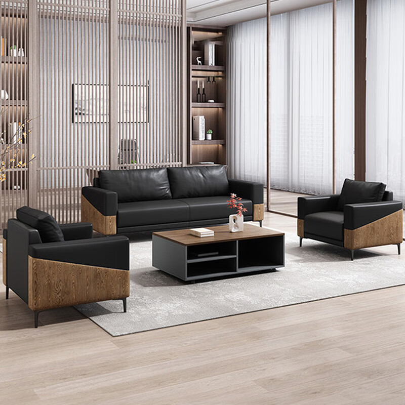 臻远ZYJJ-80227 简约办公沙发洽谈接待沙发休闲沙发组合 西皮三人位