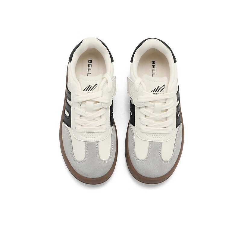 百丽童鞋复古舒适徳训鞋2023秋季新商场同款百搭休闲板鞋26050C83 米白 35