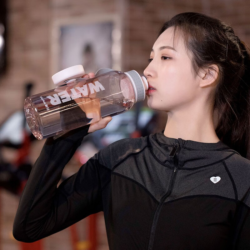 茶花格瑞斯水杯大容量塑料水杯男便携水瓶杯户外运动大号水壶女 【1200ml】浅粉色