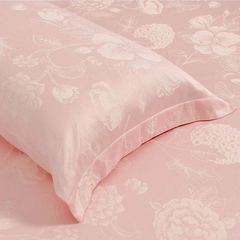 富安娜（FUANNA）高档凉席竹纤维床单软席子空调房夏凉席提花席三件套 粉色 2.5*2.5米
