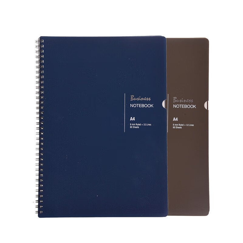 史泰博 PP面螺旋 日记本 办公专用记事本会议记录本 学生专用笔记本文具本子 加厚 A4深蓝色 80页 单本