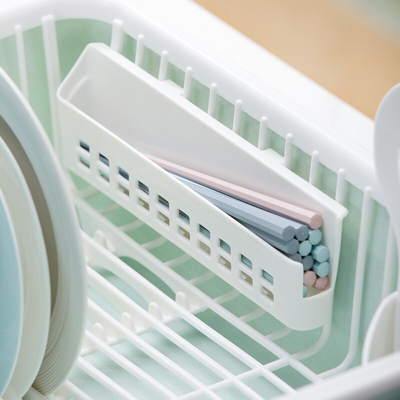 茶花（CHAHUA） 茶花欧式带盖碗碟架放碗架收纳盒沥水架装碗筷收纳箱碗柜置物 【大号】绿色【1817可立碟/带筷筒/分体式盖】