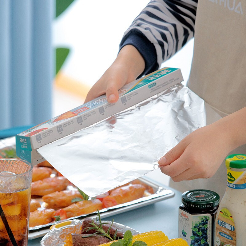 茶花锡纸烤箱家用专用烧烤铝箔纸锡箔纸烘焙厨房空气炸锅 优厚铝箔盒装L15(30cm*15m)