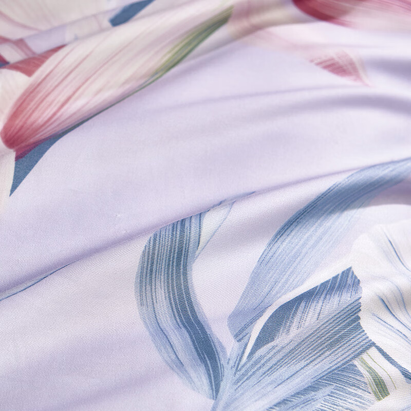 [线下同款]富安娜（FUANNA）莱赛尔印花水洗蚕丝夏被\花叶浮绘1.8m床（230*229cm）